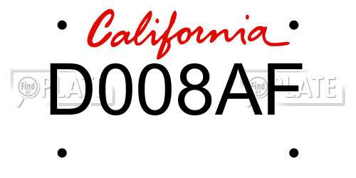 D008AF California License Plate