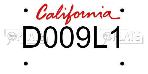 D009L1 California License Plate
