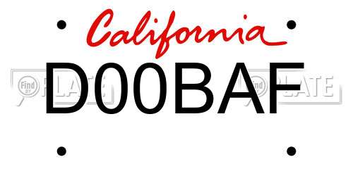 D00BAF California License Plate