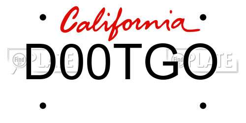 D00TGO California License Plate