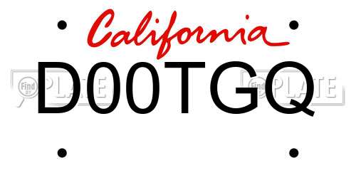 D00TGQ California License Plate