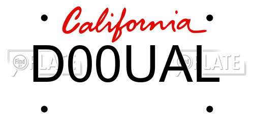 D00UAL California License Plate