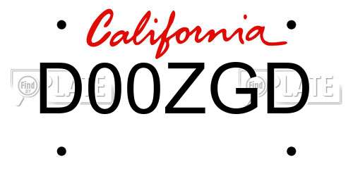 D00ZGD California License Plate