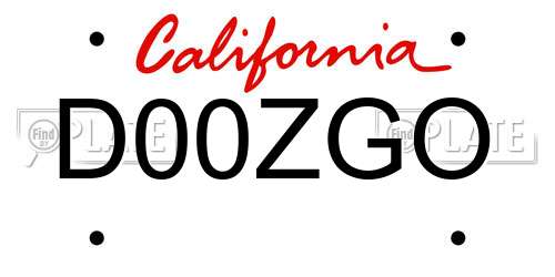 D00ZGO California License Plate