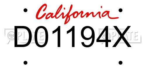 D01194X California License Plate