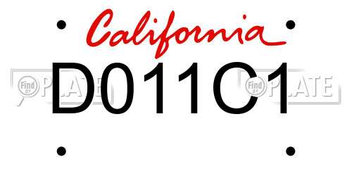 D011C1 California License Plate