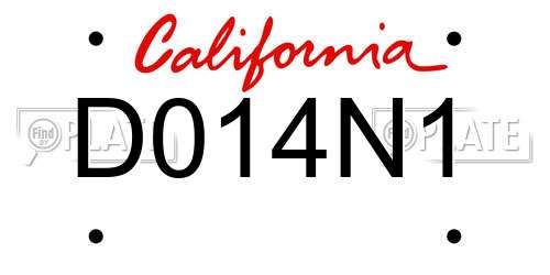 D014N1 California License Plate