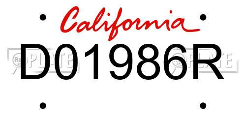 D01986R California License Plate