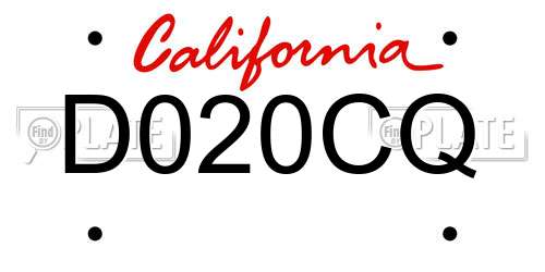 D020CQ California License Plate