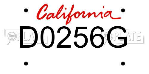 D0256G California License Plate