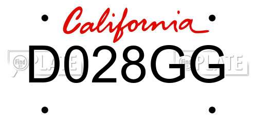 D028GG California License Plate