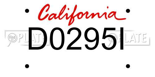D0295I California License Plate