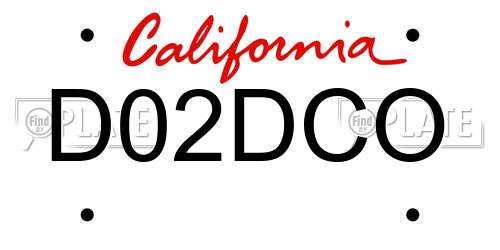 D02DCO California License Plate