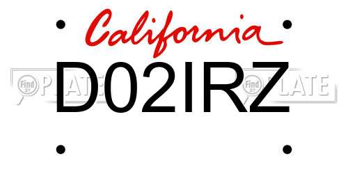D02IRZ California License Plate