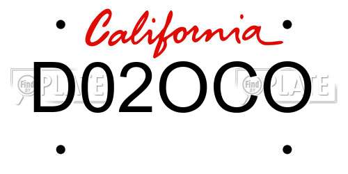 D02OCO California License Plate