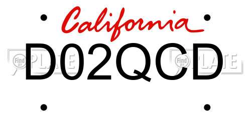 D02QCD California License Plate