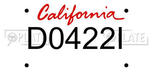 D0422I California License Plate