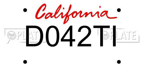 D042TI California License Plate