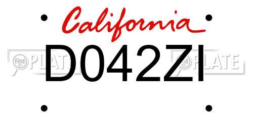 D042ZI California License Plate