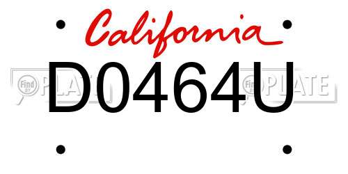 D0464U California License Plate