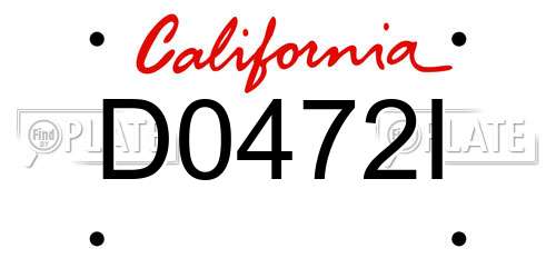 D0472I California License Plate