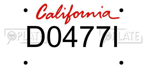 D0477I California License Plate