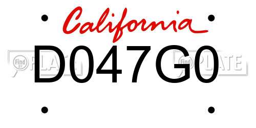 D047G0 California License Plate