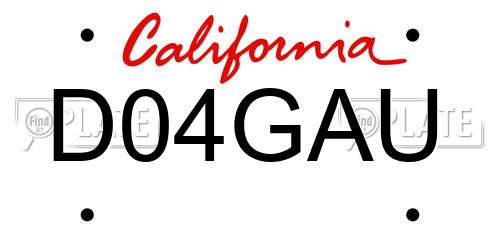 D04GAU California License Plate