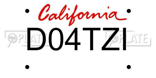 D04TZI California License Plate
