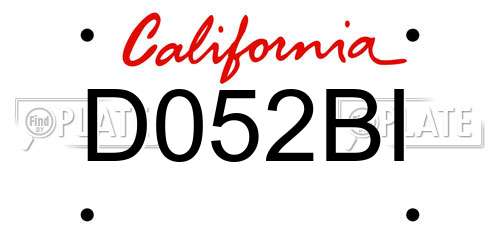 D052BI California License Plate