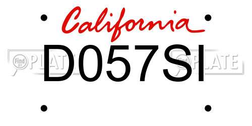 D057SI California License Plate