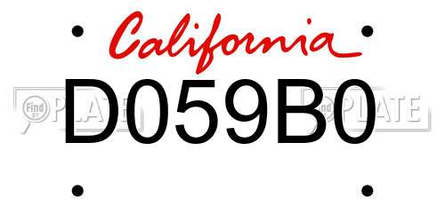 D059B0 California License Plate