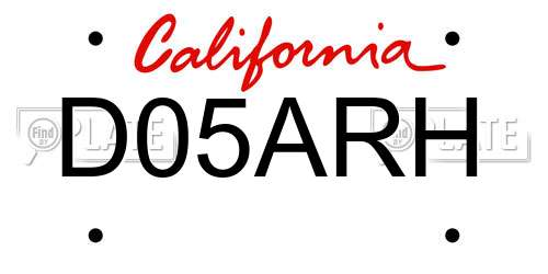 D05ARH California License Plate