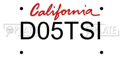D05TSI California License Plate