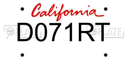 D071RT California License Plate
