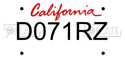 D071RZ California License Plate