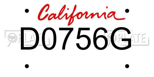 D0756G California License Plate