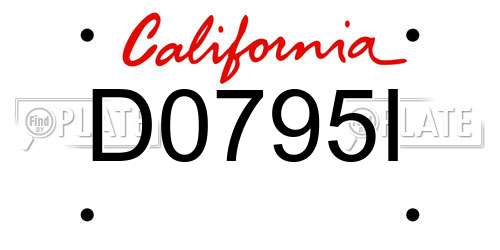 D0795I California License Plate
