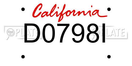 D0798I California License Plate