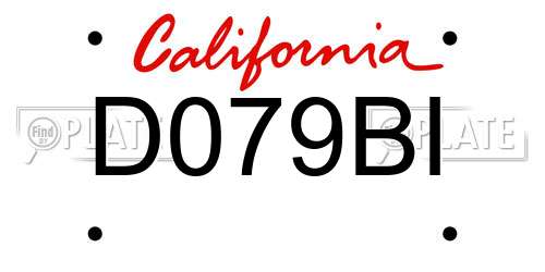D079BI California License Plate