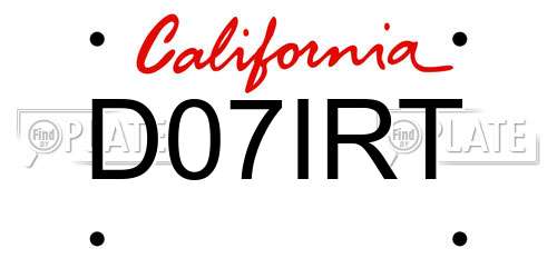 D07IRT California License Plate