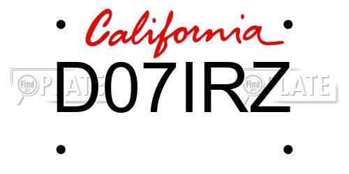 D07IRZ California License Plate