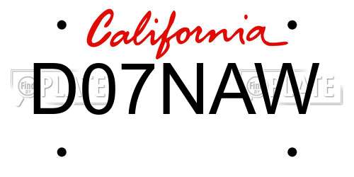 D07NAW California License Plate
