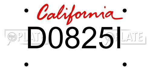 D0825I California License Plate