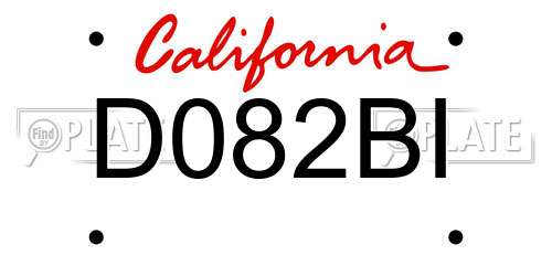 D082BI California License Plate