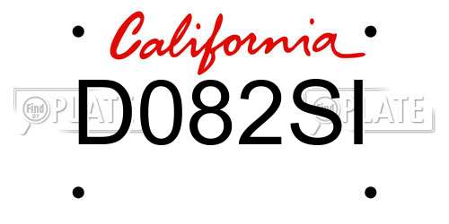 D082SI California License Plate