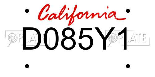 D085Y1 California License Plate