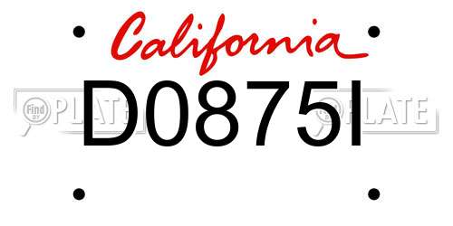 D0875I California License Plate