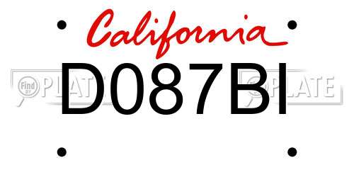 D087BI California License Plate