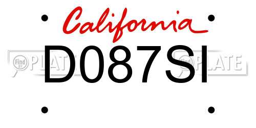 D087SI California License Plate